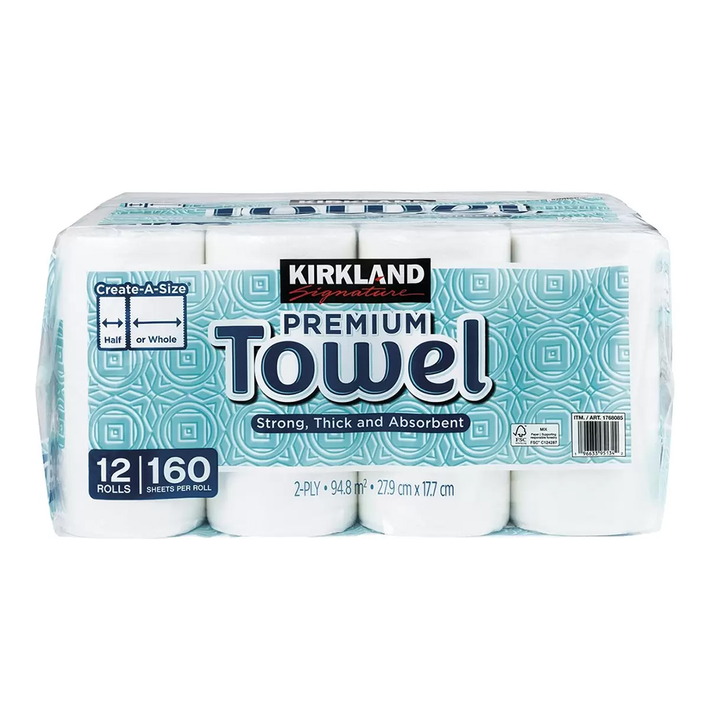 Kirkland 科克蘭 兩層隨意撕特級廚房紙巾 160張x12捲/袋