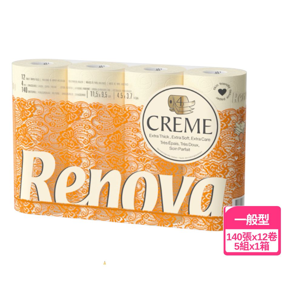 RENOVA 滋養乳霜添加香氛卷紙12捲裝(四層紙張140張x12捲x5組/箱)