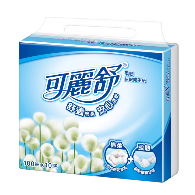 可麗舒 柔韌抽取衛生紙(100抽x10包x8串/箱)