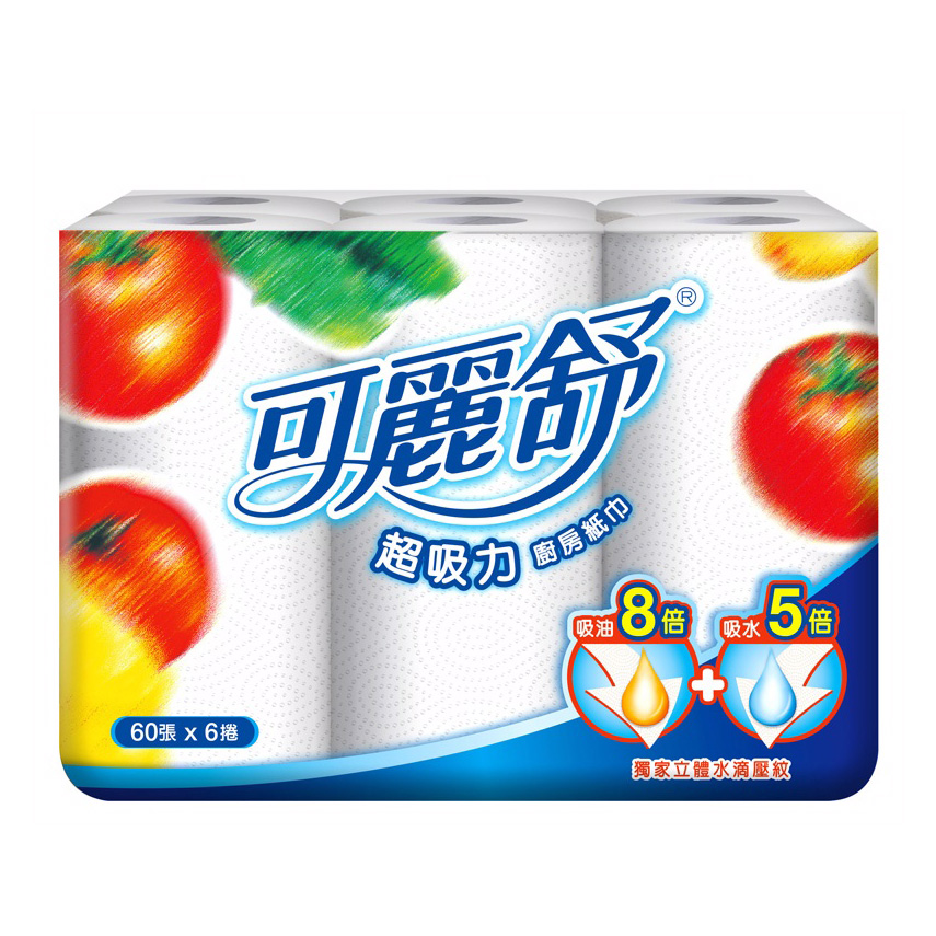 可麗舒 廚房紙巾(60張x6捲x6串/箱)
