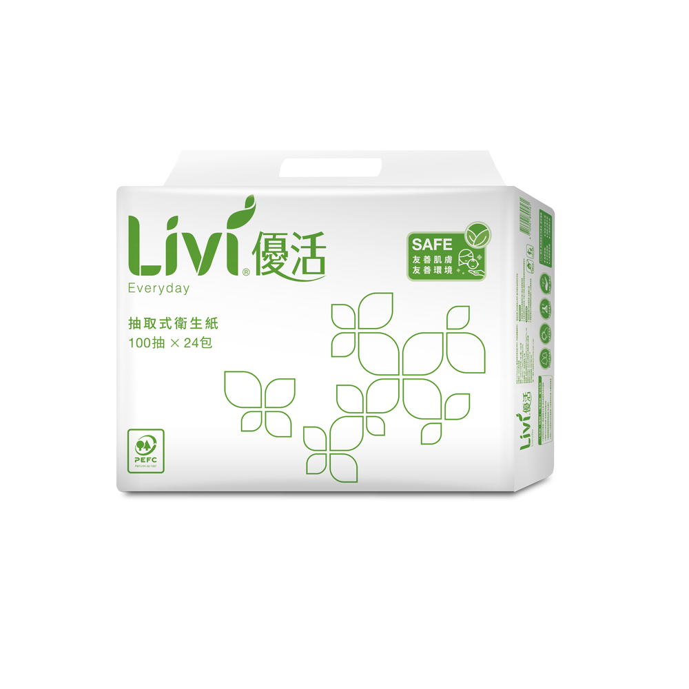 Livi 優活 抽取式衛生紙(100抽24包4袋/箱)