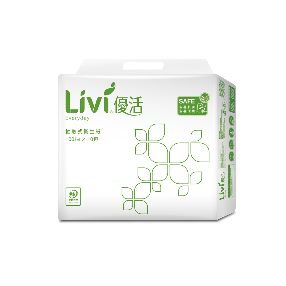 Livi 優活 抽取式衛生紙(100抽10包6袋/箱)