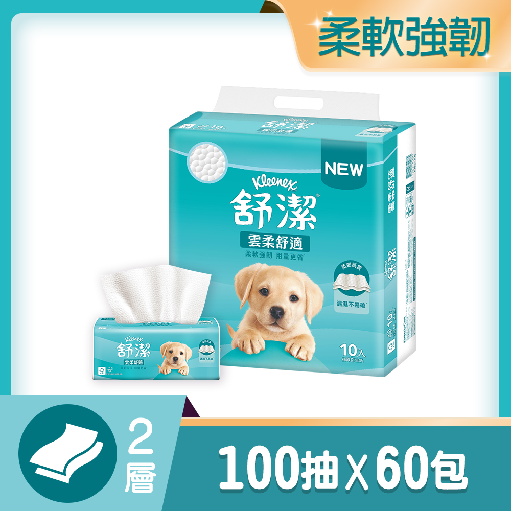 Kleenex 舒潔 雲柔舒適抽取衛生紙100抽x10包x6串/箱