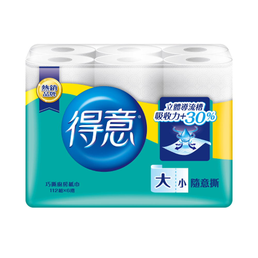 得意 【金】巧撕廚房紙巾 112張x6捲x2串