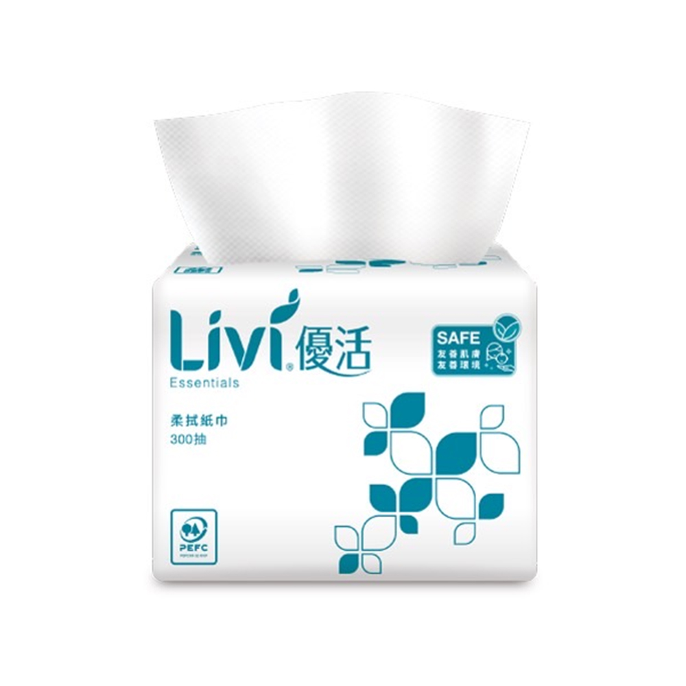 【Livi 優活】單抽式柔拭紙巾 300抽x12包