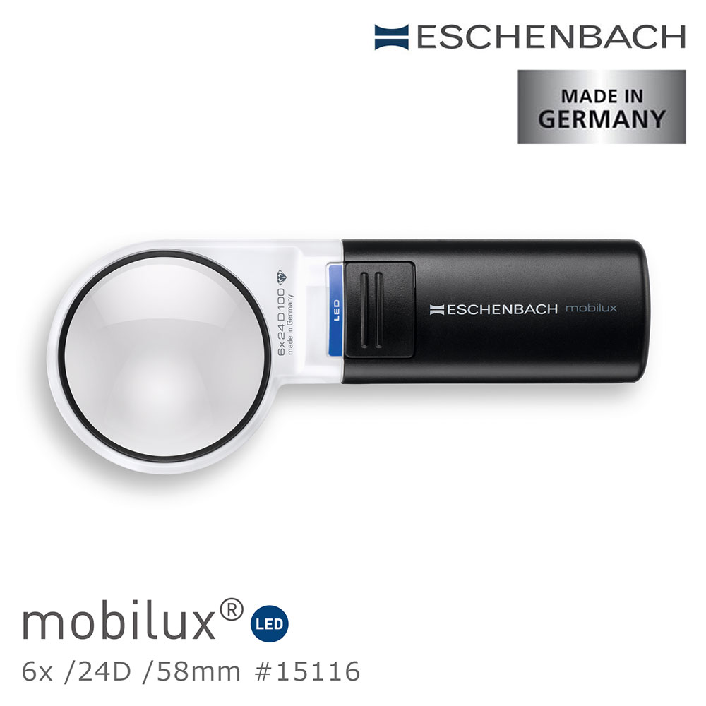 Eschenbach 宜視寶 6x/24D/58mm 德國製LED手持型非球面放大鏡 15116