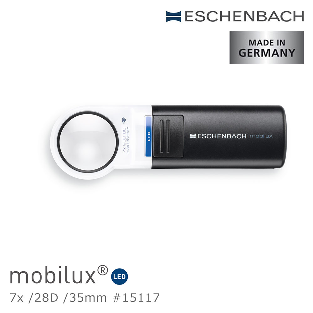 Eschenbach 宜視寶 7x/28D/35mm 德國製LED手持型非球面高倍單眼放大鏡 15117（其他規格）