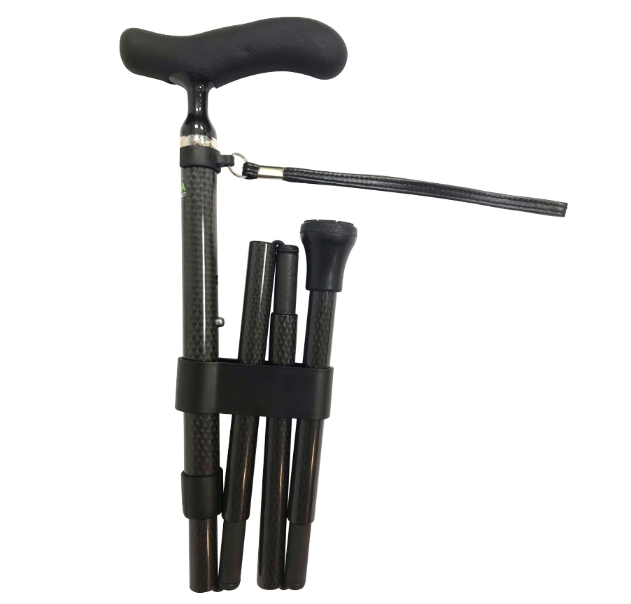 【佳樂美】日本SHIMA 全方位碳纖折疊拐杖(顏色:碳纖紋/黑花 