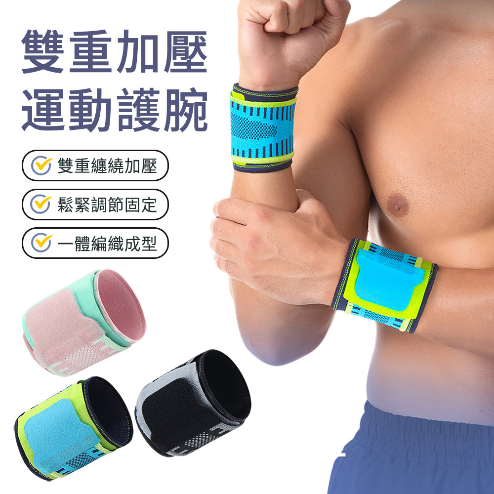 AOAO 雙重纏繞運動加壓護腕 纏繞加壓固定帶 護手腕套/健身重訓/球類運動防護 腱鞘炎/媽媽手必備