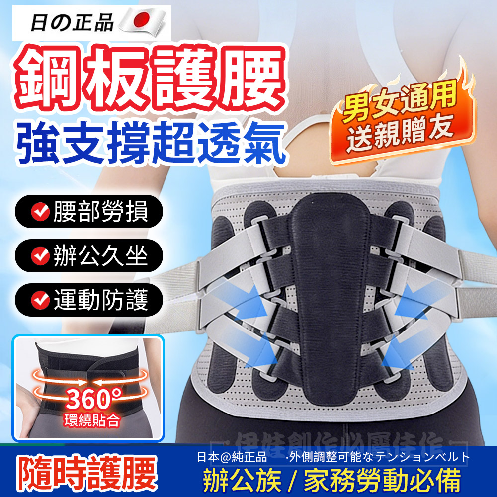 新一代彈力雙重加壓護腰帶 仿生八爪支撐腰帶 透氣束腰帶 運動護腰帶