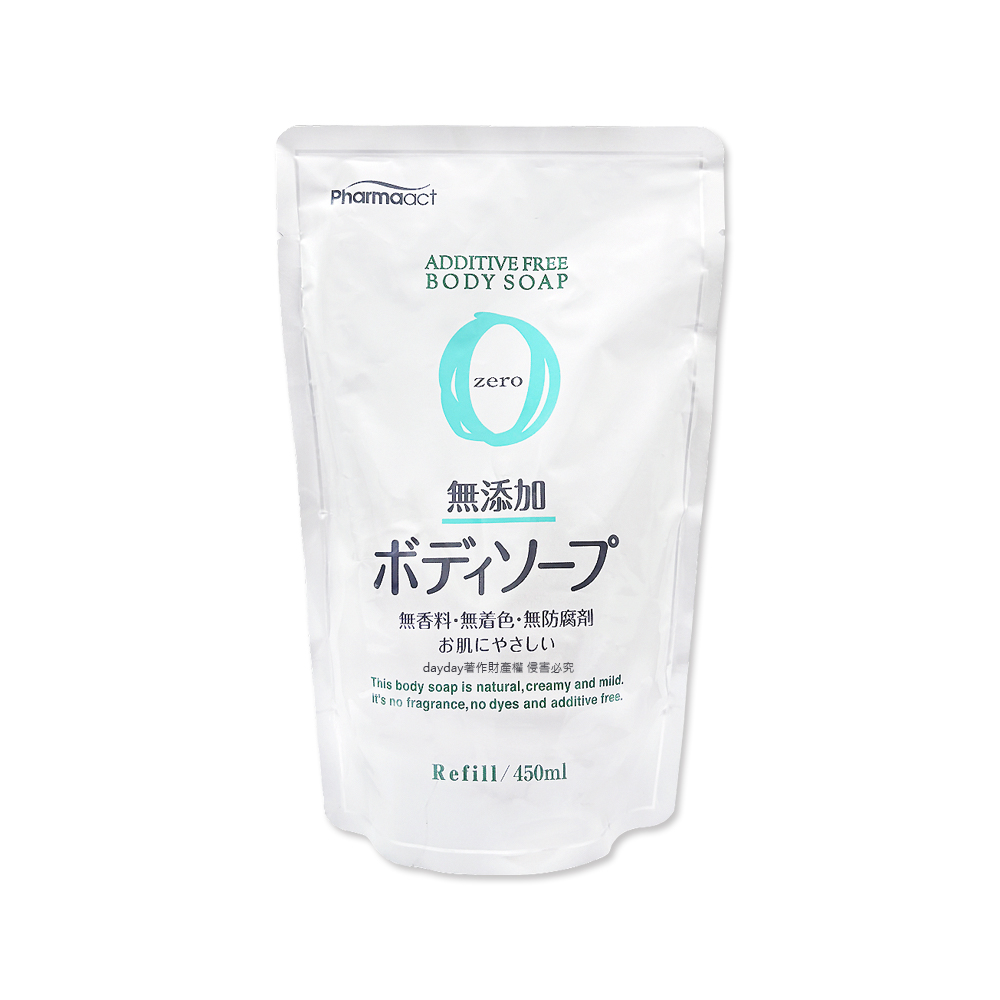 熊野油脂 日本KUMANO-Pharmaact Zero無添加綿密泡沫沐浴乳補充包450ml/袋(植物性滋潤潔膚露)