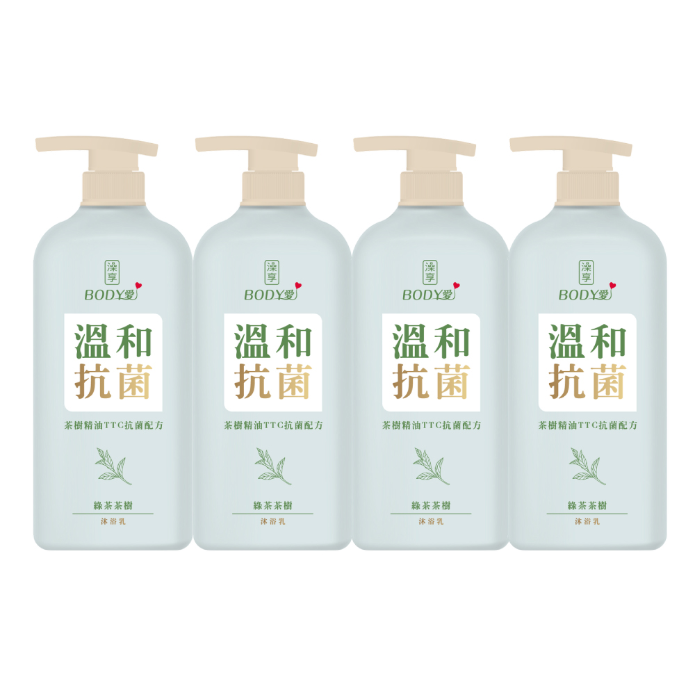 澡享 BODY愛抗菌沐浴乳(綠茶茶樹)900g*4入