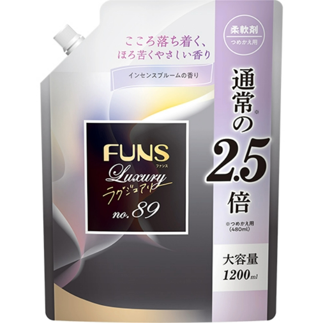 第一石鹼 】FUNS Luxury 衣物柔軟精 No.89玫瑰香 補充包1200ml 二入組合