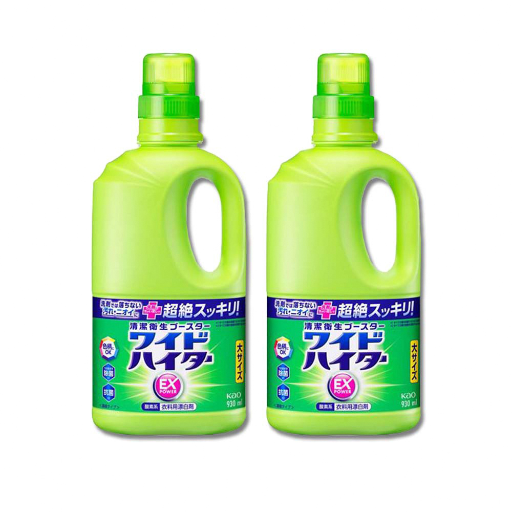 KAO 花王 (2大瓶超值組)日本-EX Power氧系護色洗衣漂白劑930ml/大綠瓶(彩色衣物,白色衣物清潔劑,衣袖領口局部去污劑,洗衣精去漬劑漂白水)
