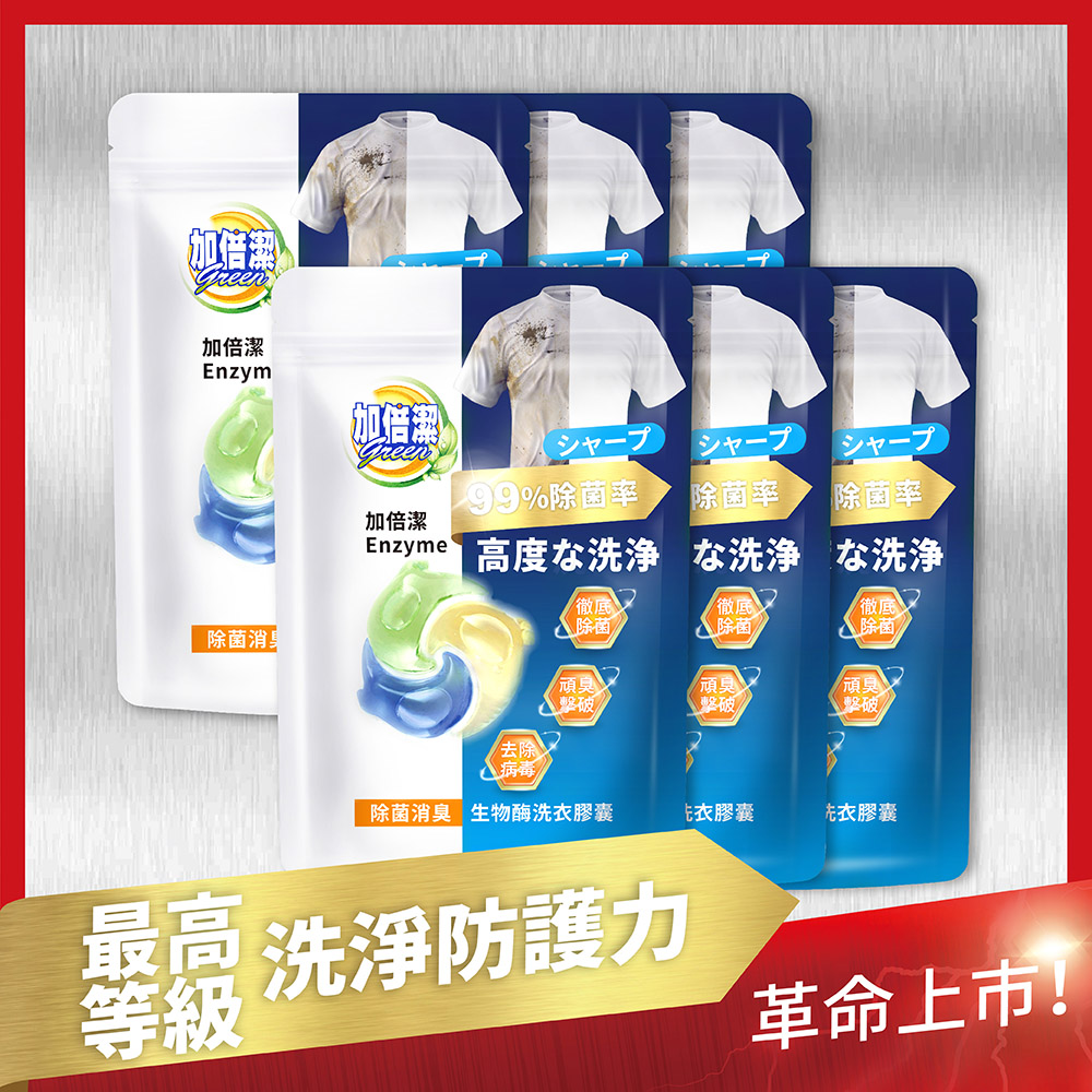 加倍潔 除菌生物酶洗衣膠囊/洗衣球24顆(除菌消臭)x6入
