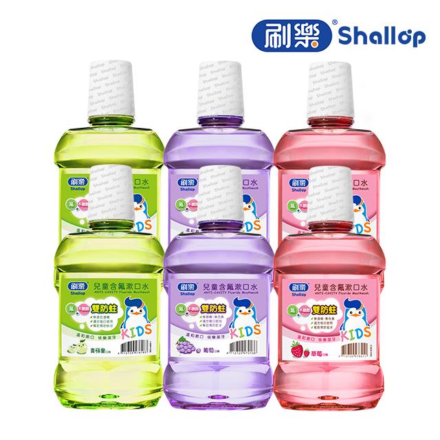 刷樂 兒童含氟漱口水500mlX6入(青蘋果/葡萄/草莓)