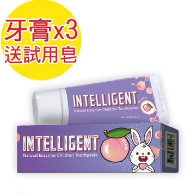 因特力淨 兒童酵素牙膏40g(水蜜桃)*3入(贈愛草學12克試用皂*1)