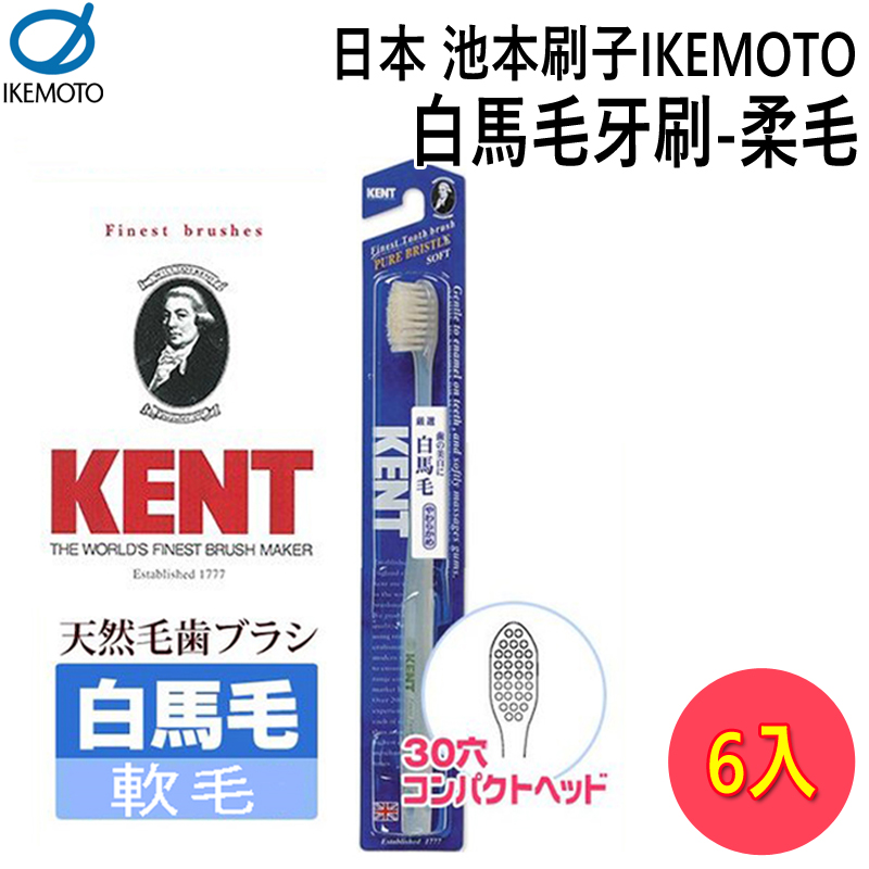 IKEMOTO 池本 日本 白馬毛牙刷-柔毛 【6入組】