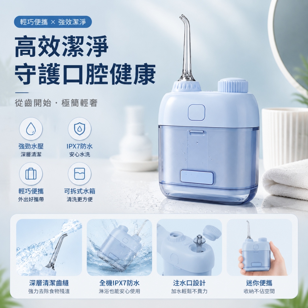NUOBIXING 諾必行 家用便攜沖牙器 多功能電動沖牙器 多檔水壓 牙齦護理 牙套清潔 口腔護理沖牙機