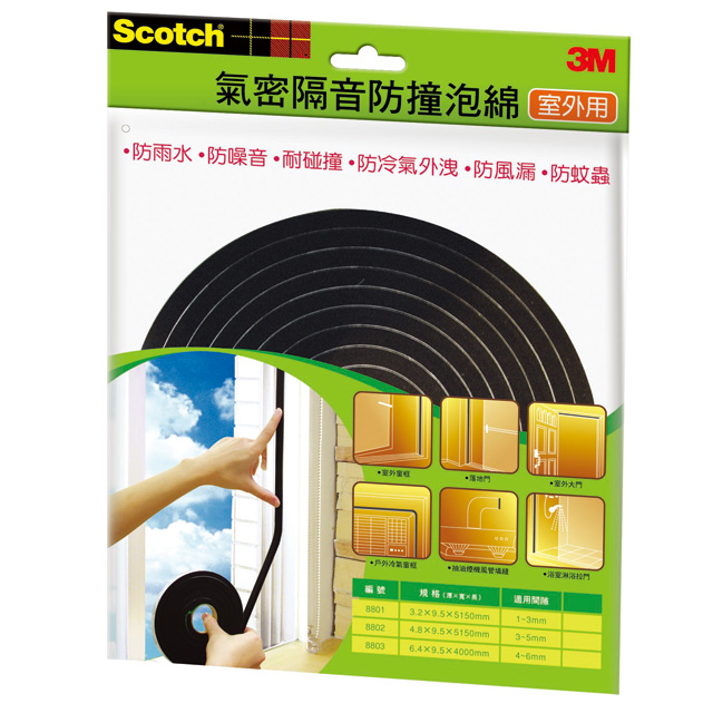 3M SCOTCH氣密隔音防撞泡棉-室外用8801