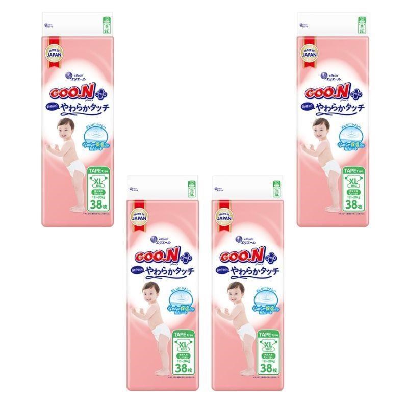 GOO.N大王 柔觸肌黏貼型紙尿褲 XL 38片*4包入(箱購)