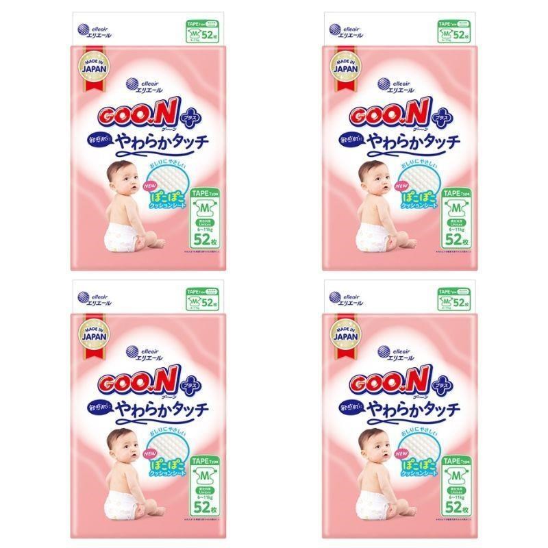 GOO.N大王 柔觸肌黏貼型紙尿褲 M 52片*4包入(箱購)