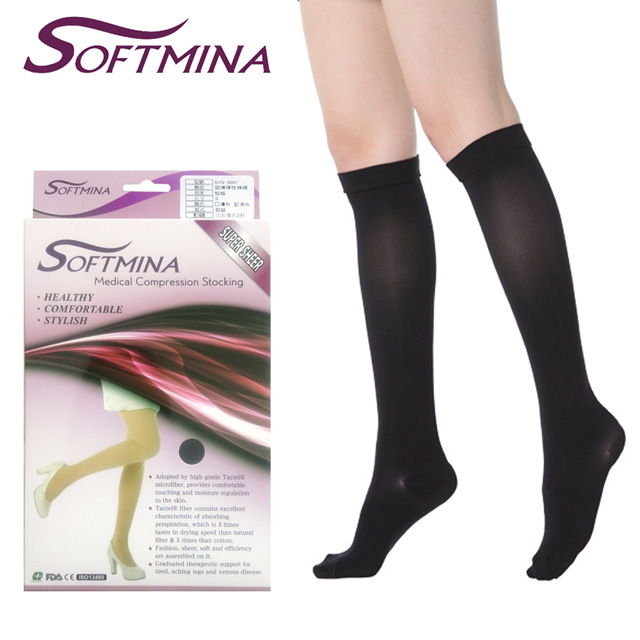 Softmina 專業彈性壓力包趾小腿襪-超薄型(彈性襪/壓力襪/束腿襪)