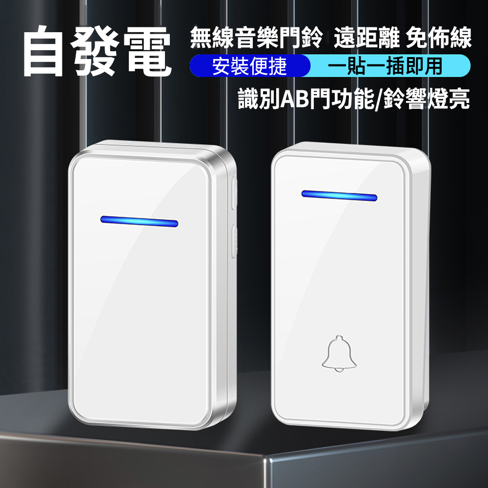 MUAN 無線門鈴 1對1遠距離呼叫器 自發電大音量呼叫鈴 床頭按鈴 緊急呼叫器 居家門鈴 老人照護看護鈴