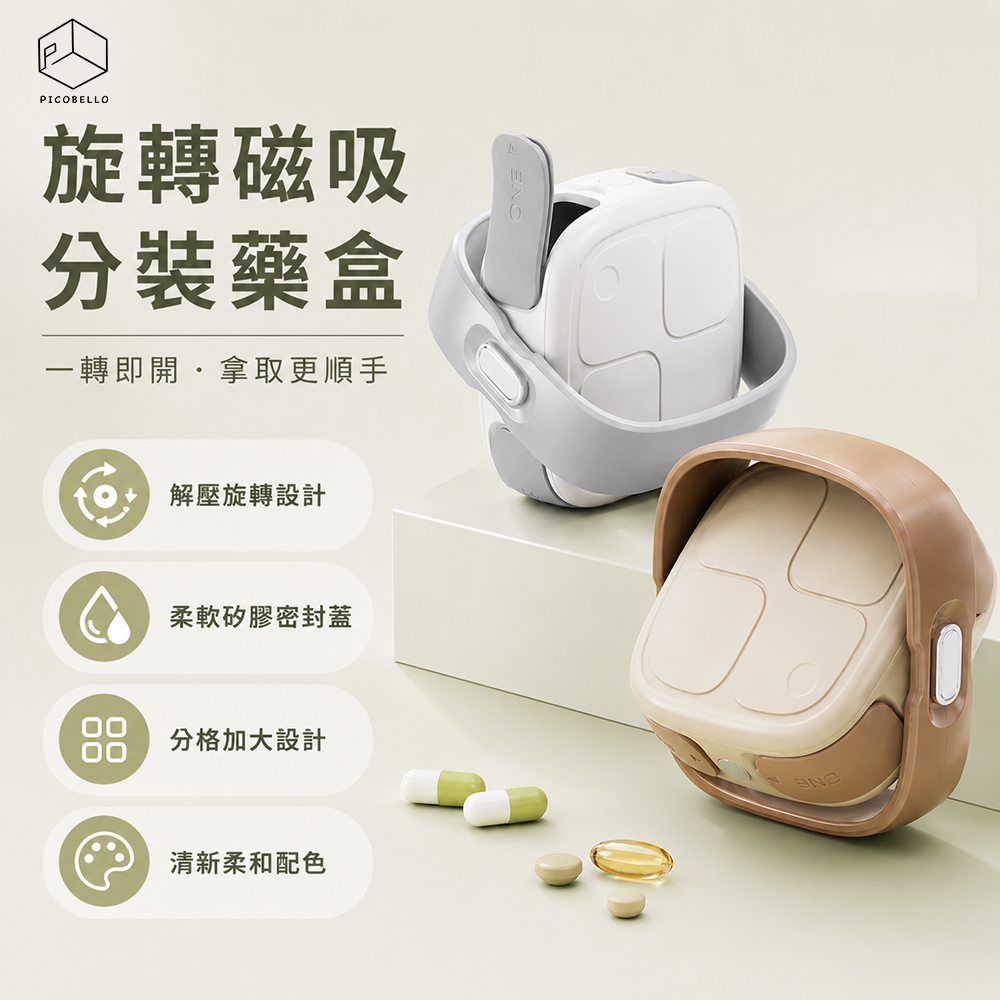 picobello 旋轉磁吸分裝藥盒