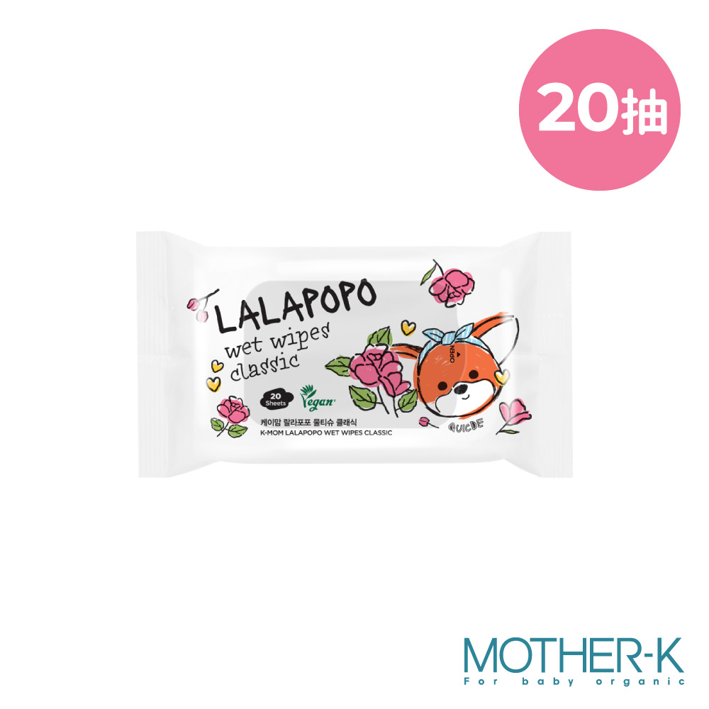 MOTHER-K LALAPOPO 大馬士革玫瑰絲柔濕紙巾20抽(20包/箱)
