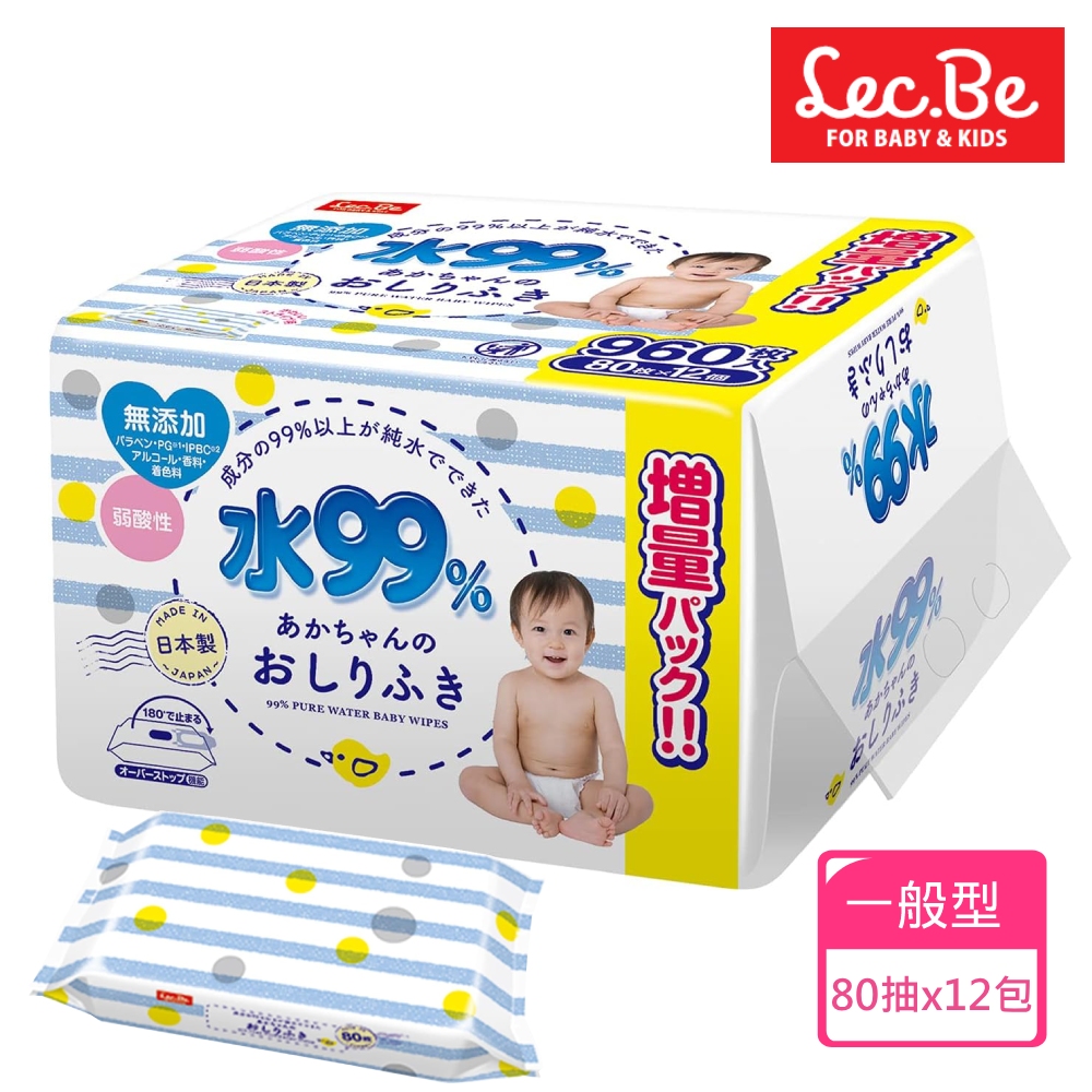 LEC [日本] 純水99.9%一般型濕紙巾(箱購80抽X12包)