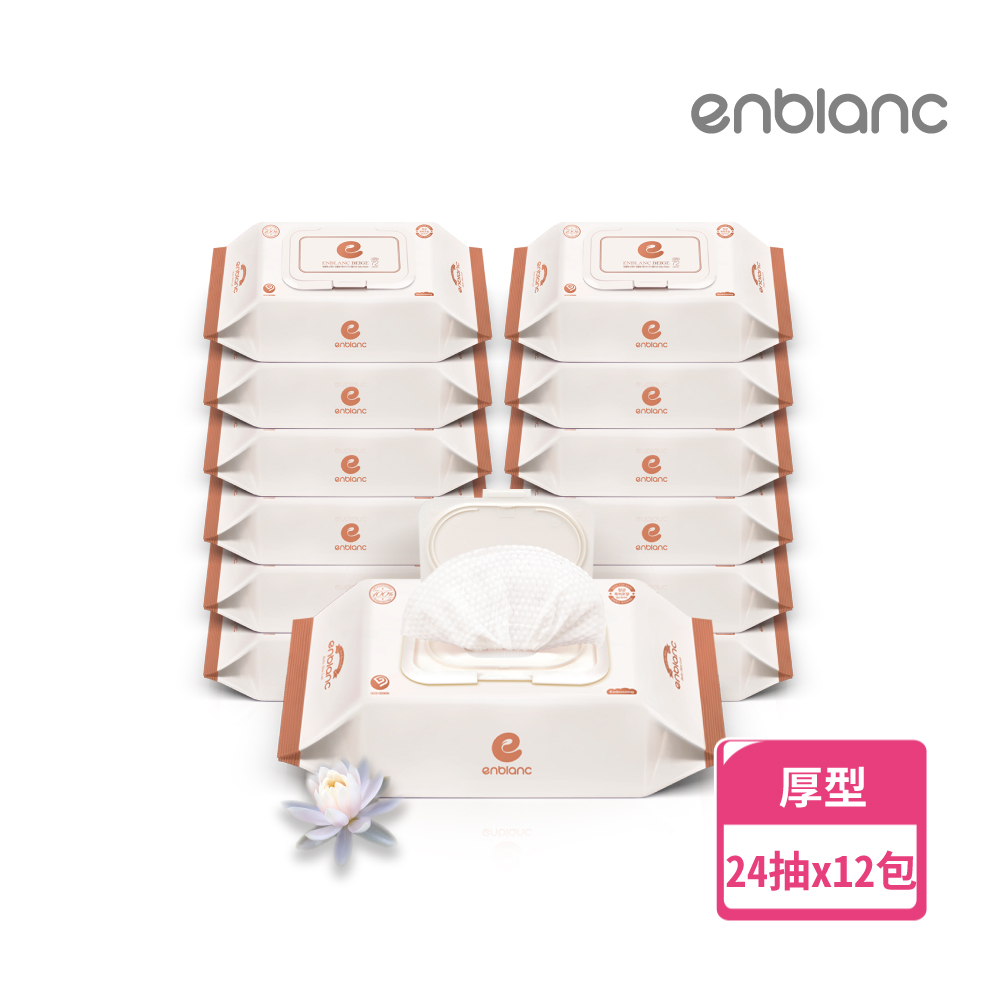 enblanc 安柏兒 銀離子抗菌輕厚蓮花有蓋隨身包濕紙巾(24抽12包)