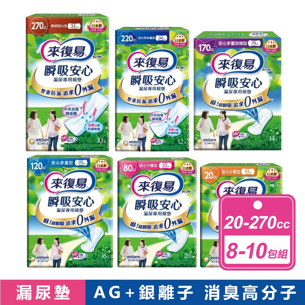 來復易 箱購- 瞬吸安心漏尿專用棉墊 共6款尺寸