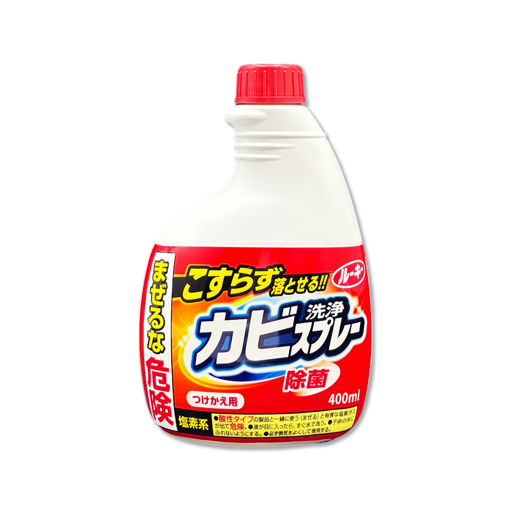 日本浴廁強效除霉濃密泡沫噴霧清潔劑補充瓶400ml/紅瓶(浴室磁磚縫隙除水漬替換瓶)