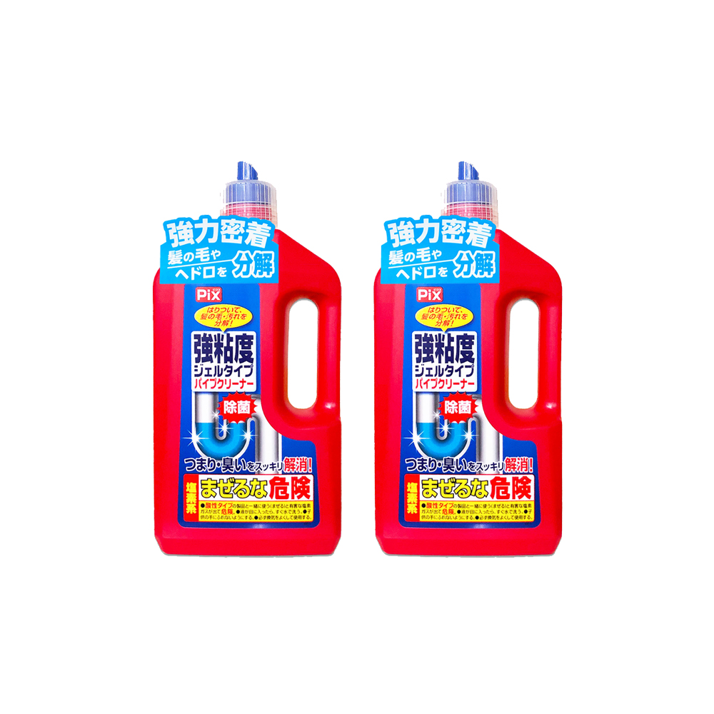 Lion Chemical 獅子化學 (2瓶超值組)日本獅子化工-PIX鹼性濃稠凝膠U形管道疏通劑大容量800g/紅瓶(廚房衛浴清潔劑,水管消臭防堵塞,排水口除臭劑,溶解油垢去汙劑)