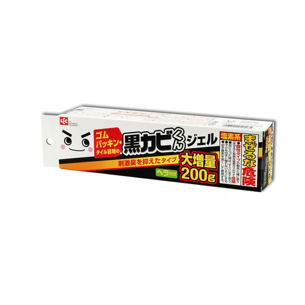 LEC 日本激落君-黑霉君鹼性凝膠除霉膏大容量200g/盒(每盒附平鏟刮板1入,牙膏型粉紅色果凍狀清潔劑)