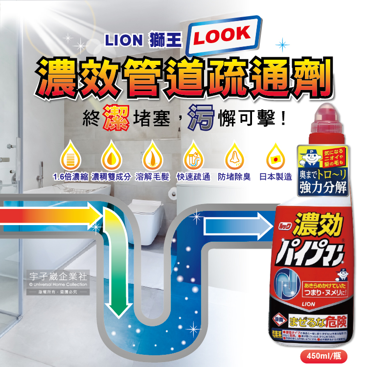 濃效約1.6倍廚房衛浴馬桶排水管疏通清潔劑450ml/紅瓶(快速溶解,強力分解,防堵除臭清潔凝膠)