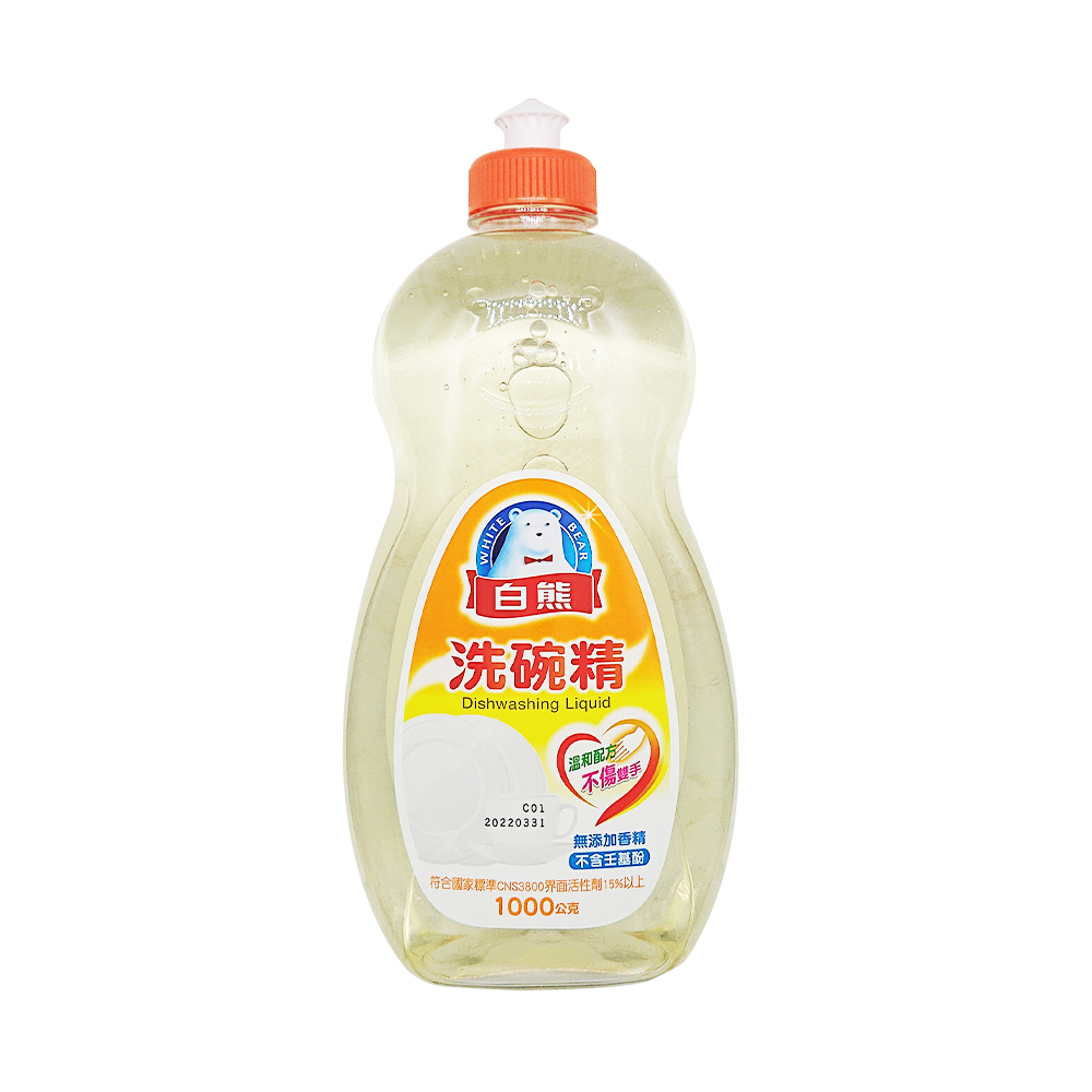白熊 4入組1000g洗碗精 洗潔精(台灣製 不含壬基酚 無添加香精 不傷手)