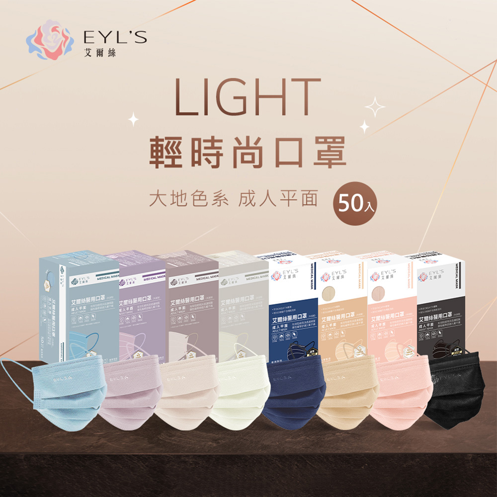 BenQHealth 明基健康生活 成人平面醫療口罩50片/入(Light輕時尚 多款任選)
