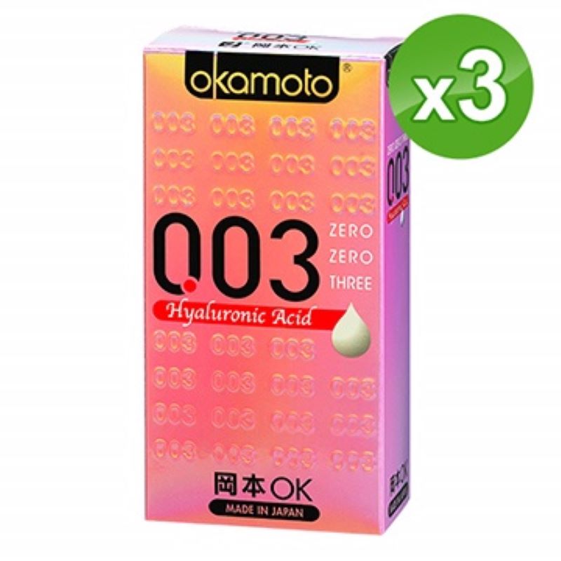 okamoto 岡本 003-HA 玻尿酸極薄保險套(6入x3盒)