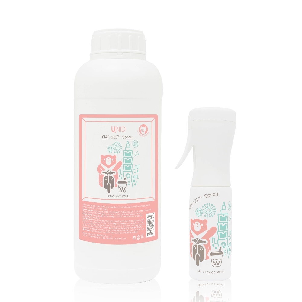 UNID 限量組_熊寶環遊台灣 PIAS-122 保濕抗菌噴霧1000ml+100ml熊寶噴瓶