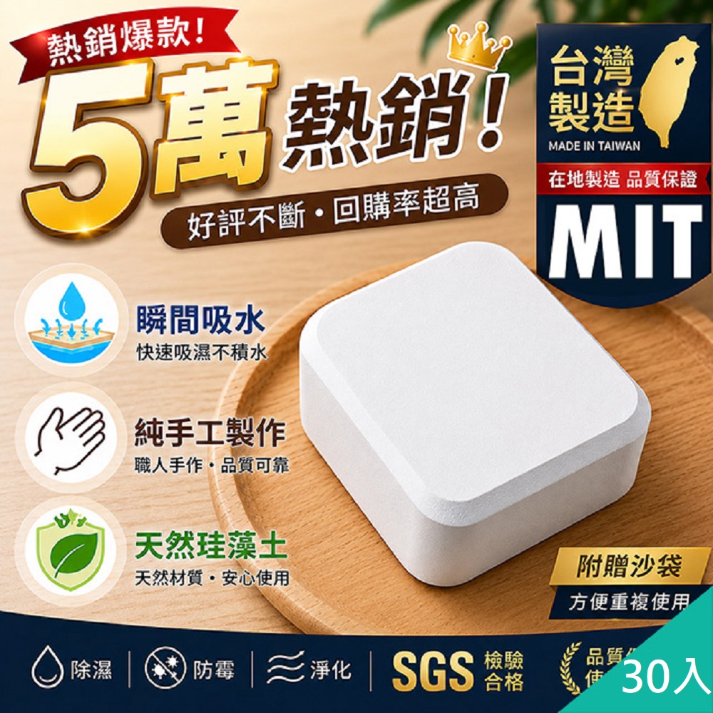 藻土屋 30入-SGS食品級吸濕除臭珪藻土除濕香氛塊 /精油 矽藻土 擴香 禮物 芳香 吸水 擴香石