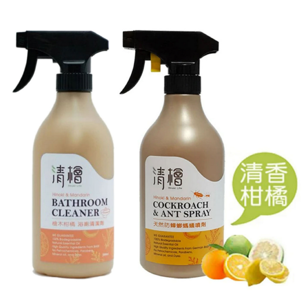 清檜 【Hinoki Life 】天然防蟑螂螞蟻噴劑 500ml瓶 買就送浴廁清潔劑500ml瓶