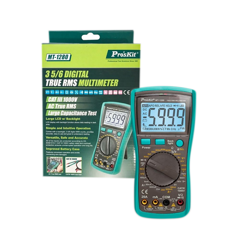 【Pro'sKit寶工】MT-1280 3又5/6真有效值數位電錶,附電容.溫度測試