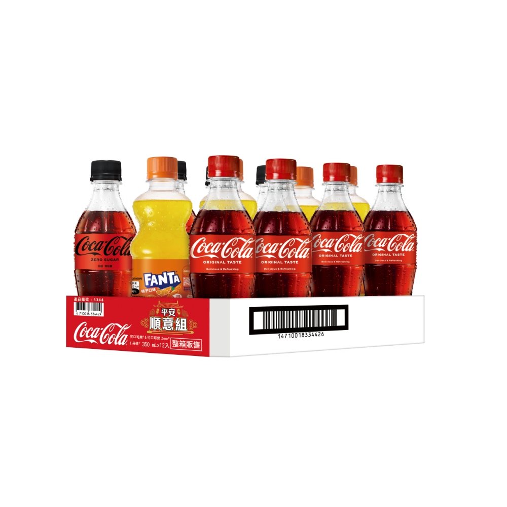 可口可樂 平安順意組 寶特瓶350ml(12入/箱)(可口可樂4入+可口可樂Zero 4入+芬達4入)