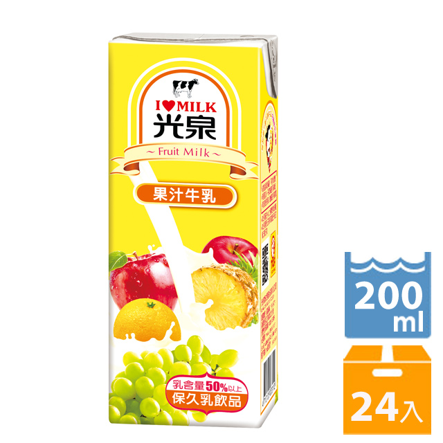 光泉 保久乳-果汁牛乳200ml(24入x2箱)