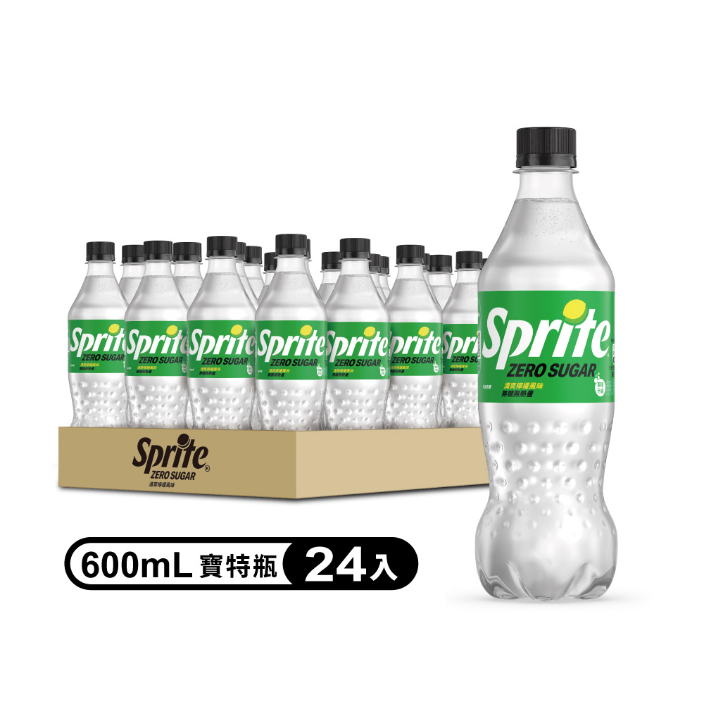雪碧 【Sprite ZERO SUGAR 無糖】寶特瓶600ml(24入/箱)