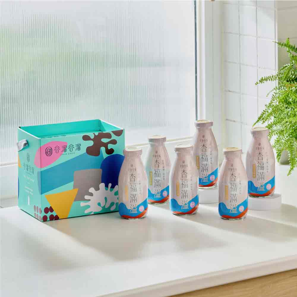 【谷溜谷溜】杏福滿溢(無糖杏仁芝麻飲)6瓶禮盒裝|295ml*6瓶/中秋禮盒