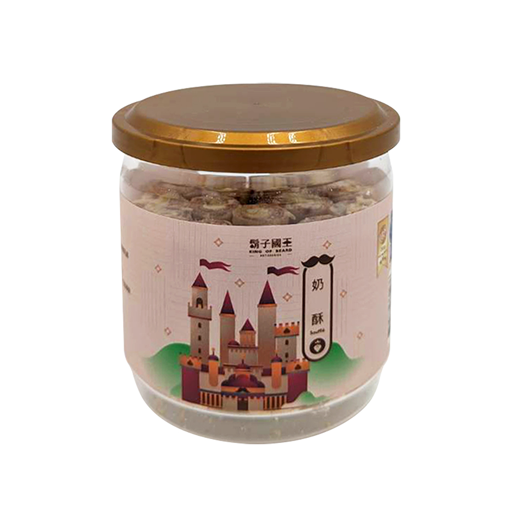 King Of Beard 鬍子國王 (4瓶組)蛋捲隨手瓶16根/瓶(140g)_濃郁奶酥_法國頂級奶油 奶酥蛋捲 手工蛋捲