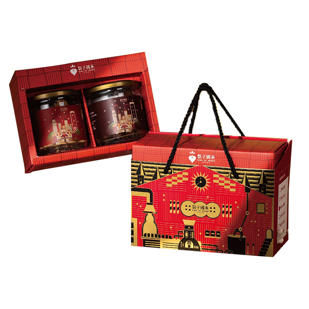 King Of Beard 鬍子國王 國王法式廚房手提禮盒(2入輕巧罐裝)_奶油+巧克力_手工蛋捲 巧克力蛋捲 奶油蛋捲